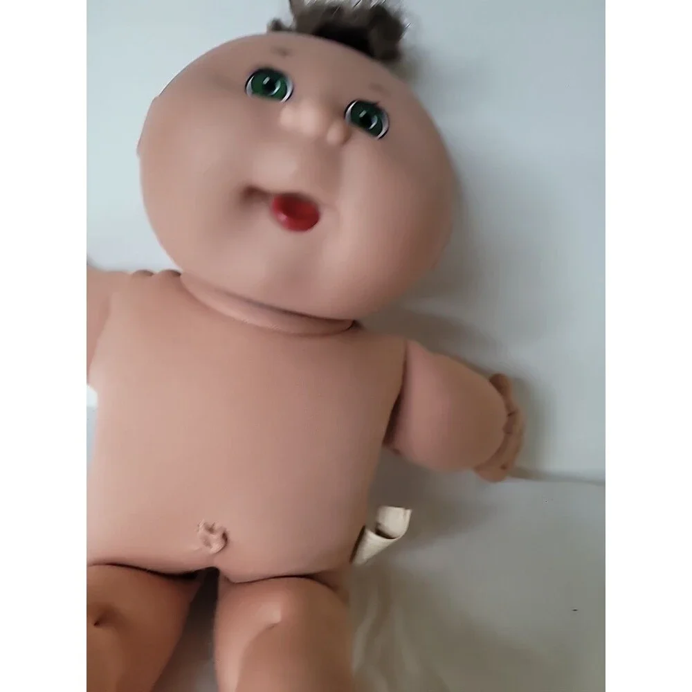 Vintage Naked Cabbage Patch Kids Doll Green  Eyes 1991 Signed Butt